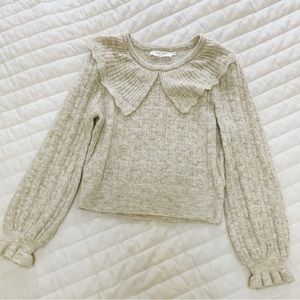 Pointelle Knit ASTR Oversized Collar Sweater